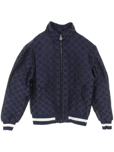 Pre-owned Chanel 1986-1988 Matelassé Bomber Jacket In Blue