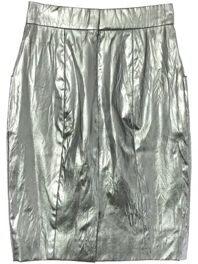 Pre-owned Chanel 1986-1988 Metallic Skirt In Silver