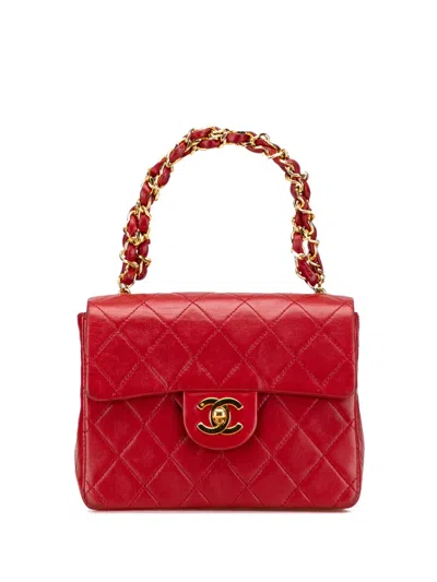 Pre-owned Chanel 1986-1988 Micro Classic Lambskin Belt Bag In Red