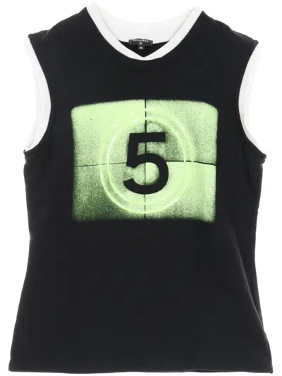 Pre-owned Chanel 1986-1988 No.5-print Tank Top In Black