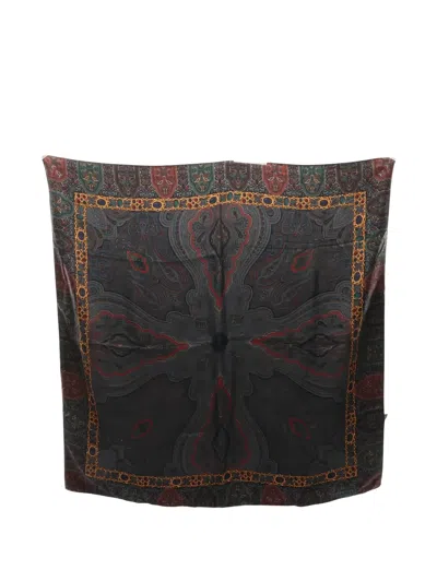 Pre-owned Chanel 1986-1988 Paisley-print Silk Scarf In Blue