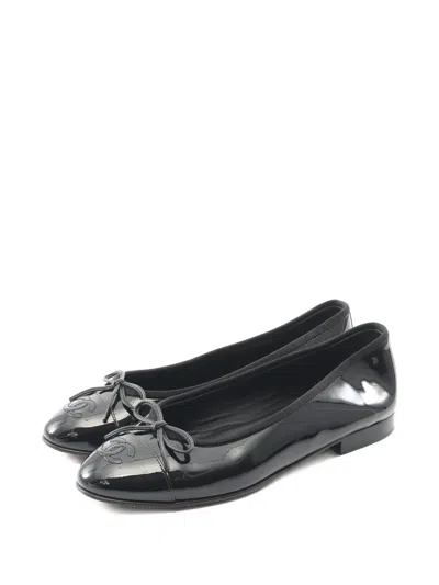 Pre-owned Chanel 1986-1988 Patent-leather Ballerina Shoes In Black