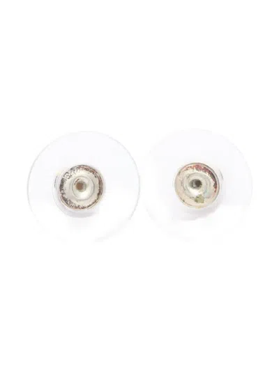 Pre-owned Chanel 1986-1988 Rhinestone-embellished Hoop Earrings In Silver