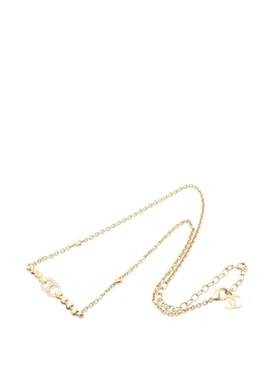 Pre-owned Chanel 1986-1988 Rhinestone Necklace In Gold