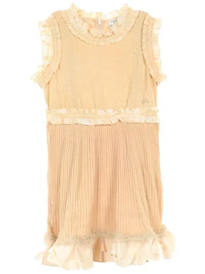 Pre-owned Chanel 1986-1988 Ruffled Minidress In Neutrals