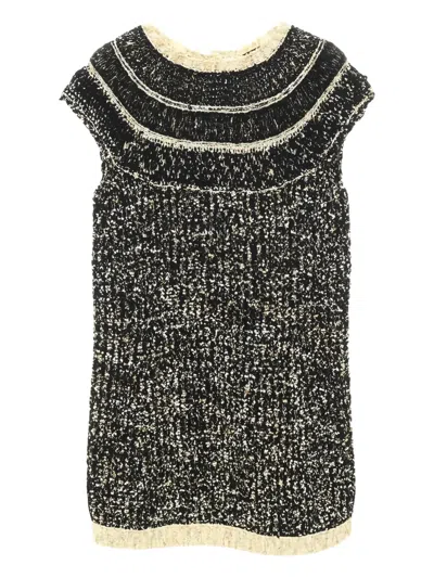 Pre-owned Chanel 1986-1988 Short-sleeve Knitted Dress In Black