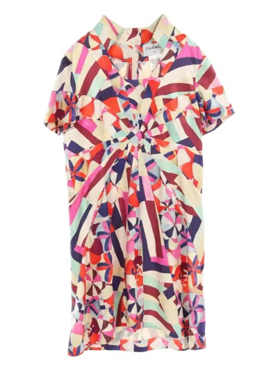 Pre-owned Chanel 1986-1988 Silk Mini Dress In Neutrals