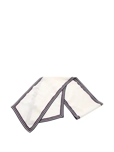 Pre-owned Chanel 1986-1988 Striped Scarf In White