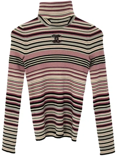 Pre-owned Chanel 1986-1988 Striped Sweater In Neutrals