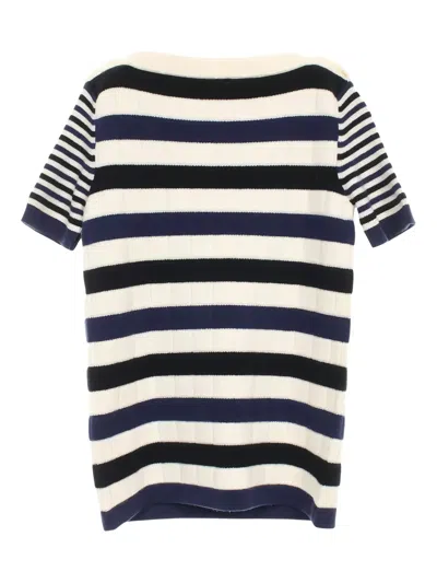 Pre-owned Chanel 1986-1988 Striped Top In White