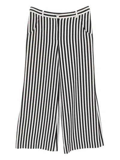 Pre-owned Chanel 1986-1988 Striped Wide-leg Trousers In Multi