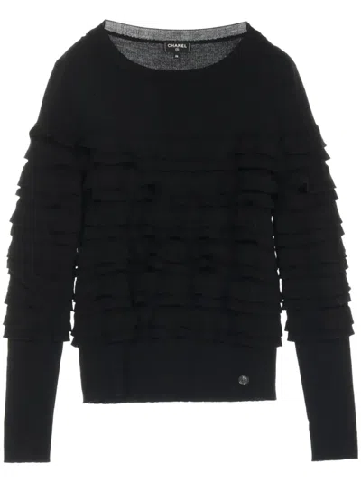 Pre-owned Chanel 1986-1988 Tiered Sweater In Black