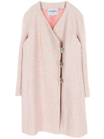 Pre-owned Chanel 1986-1988 Tweed Coat In Pink