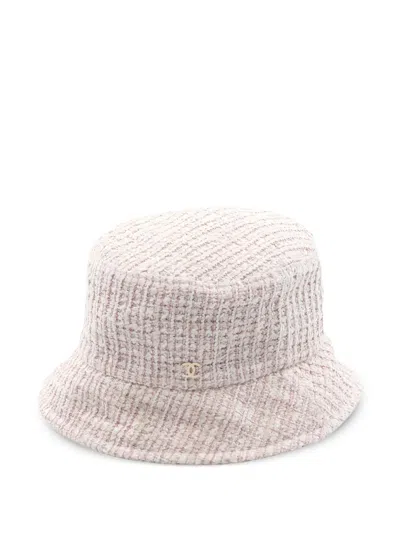 Pre-owned Chanel 1986-1988 Tweed Coco Mark Hat In Neutral