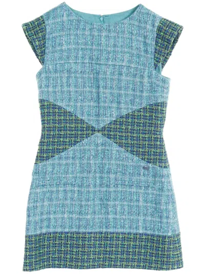 Pre-owned Chanel 1986-1988 Tweed Dress In Blue