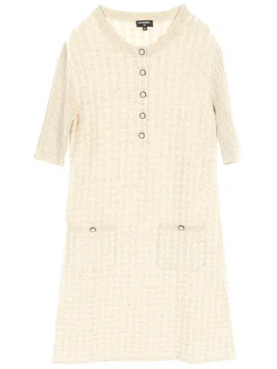 Pre-owned Chanel 1986-1988 Tweed Dress In Neutrals