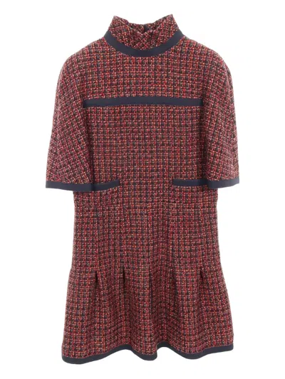 Pre-owned Chanel 1986-1988 Tweed Dress In Red