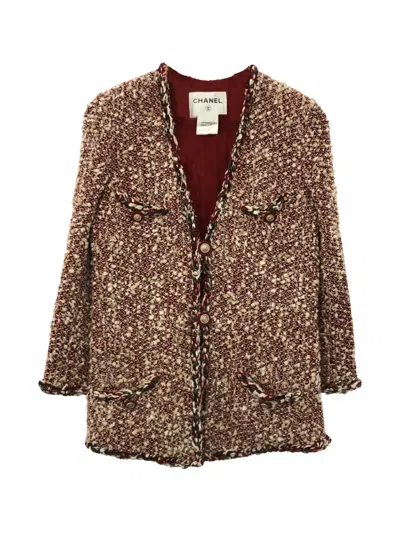 Pre-owned Chanel 1986-1988 Tweed Jacket In Red
