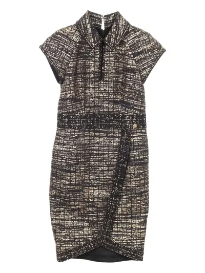 Pre-owned Chanel 1986-1988 Tweed Mini Dress In Black