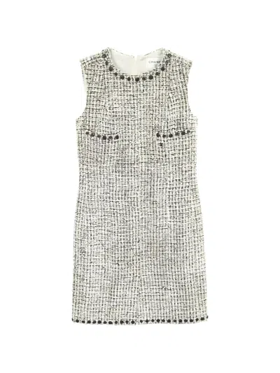 Pre-owned Chanel 1986-1988 Tweed Mini Dress In Neutral