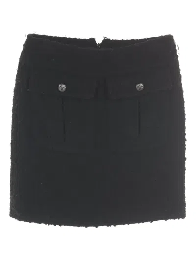 Pre-owned Chanel 1986-1988 Tweed Mini Skirt In Black