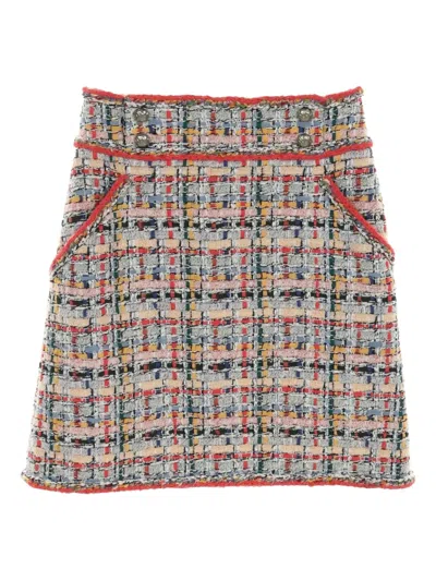 Pre-owned Chanel 1986-1988 Tweed Mini Skirt In Red