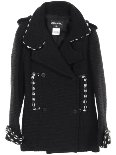 Pre-owned Chanel 1986-1988 Tweed Peacoat In Black