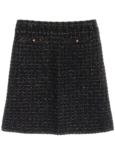 Pre-owned Chanel 1986-1988 Tweed Skirt In Black