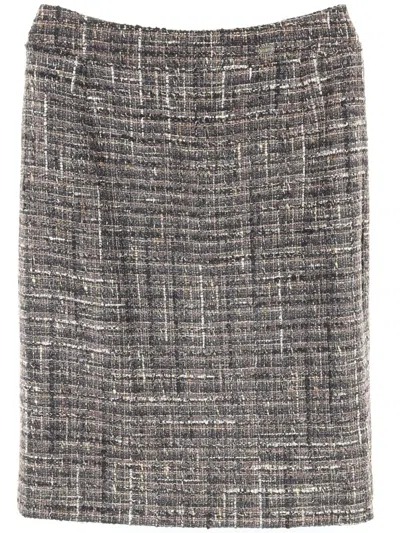 Pre-owned Chanel 1986-1988 Tweed Skirt In Grey