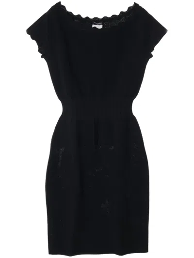 Pre-owned Chanel 1986-1988 Wide-neck Mini Dress In Black