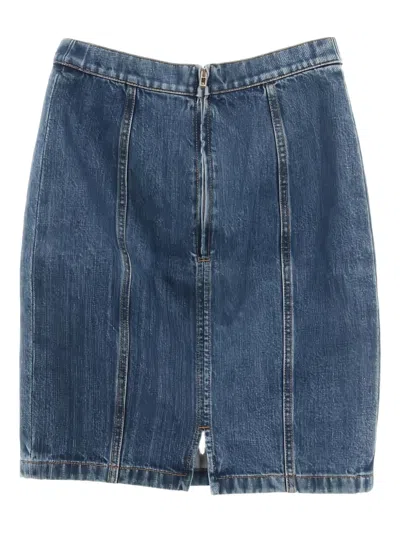 Pre-owned Chanel 1986-1988 Zip-detail Denim Skirt In Blue