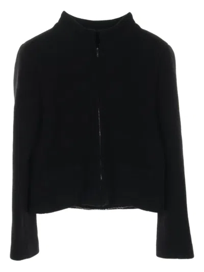 Pre-owned Chanel 1986-1988 Zip-up Cashmere-blend Jacket In Black
