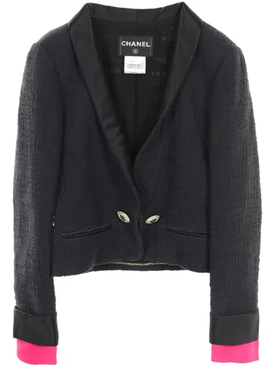 Pre-owned Chanel 1986-1988s Boucle Tweed Jacket In Black