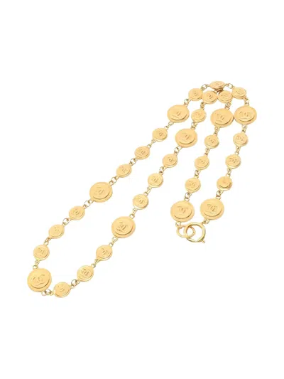 Pre-owned Chanel 1986-1988s Coco Mark Coin-design Necklace In Gold