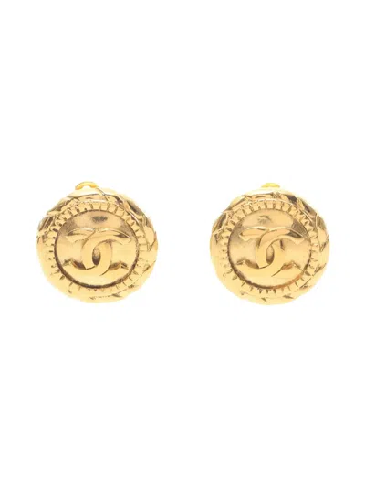Pre-owned Chanel 1986-1988s Cocomark Earrings In Gold