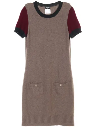 Pre-owned Chanel 1986-1988s Cocomark Mini Dress In Brown
