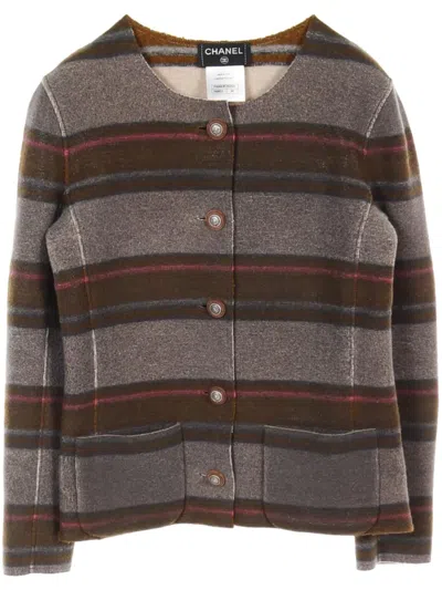 Pre-owned Chanel 1986-1988s Striped Jacket In Grey