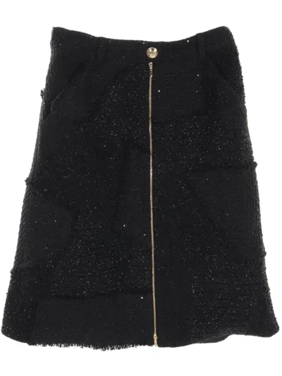 Pre-owned Chanel 1986-1988s Tweed Mini Skirt In Black