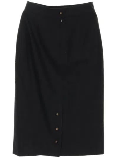 Pre-owned Chanel 1986-1988s Wool Midi Skirt In Grey