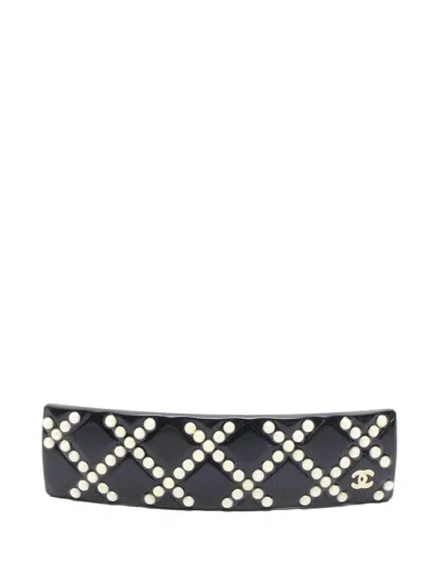 Pre-owned Chanel 1986 Coco-mark Hair Clip In Black