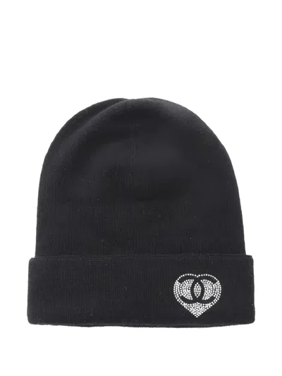 Pre-owned Chanel 1986 Coco Mark Knit Hat In Black