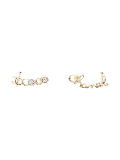 Pre-owned Chanel 1986 Logo-embellished Earrings In Gold