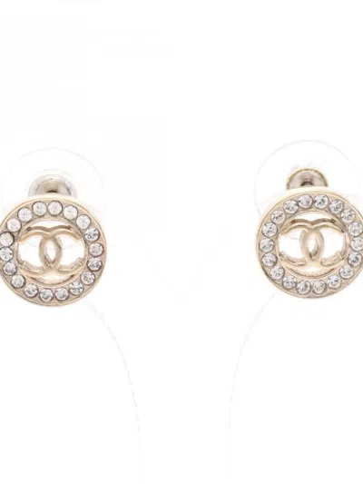 Pre-owned Chanel 1986 Rhinestone Coco Mark Earrings