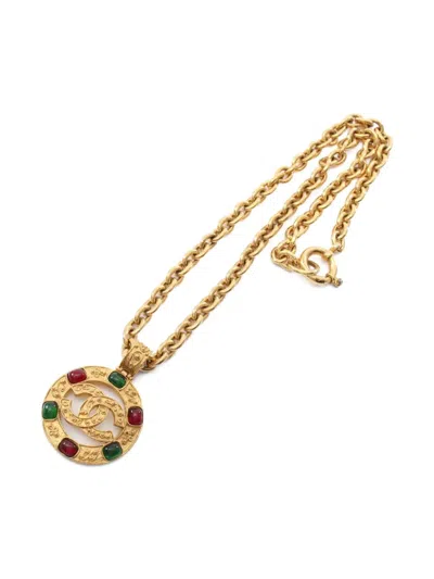 Pre-owned Chanel 1986 Rhinestone Coco Mark Necklace