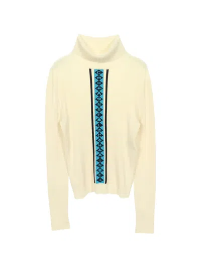 Pre-owned Chanel 1986 Turtleneck Logo Knit Top In Neutral