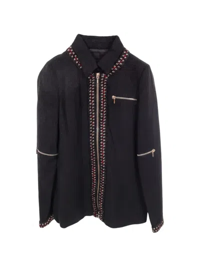 Pre-owned Chanel 1986-1980 Cocomark Zip-up Jacket In Black