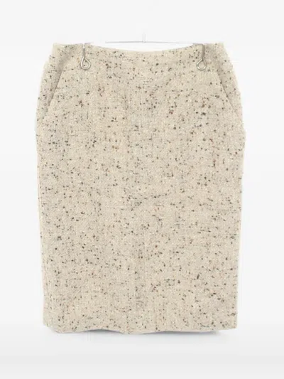 Pre-owned Chanel 1986-1988 99a Tweed Skirt In Neutral
