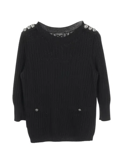 Pre-owned Chanel 1986-1988 Anchor Button Sweater In Black
