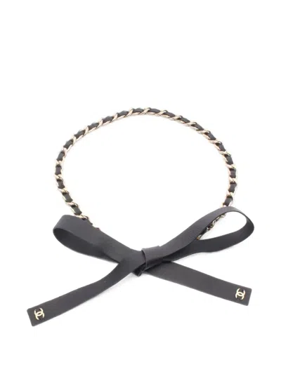Pre-owned Chanel 1986-1988 B20c Coco Mark Chain Belt In Black