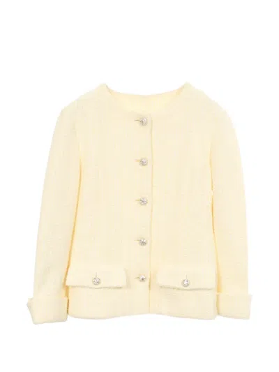 Pre-owned Chanel 1986-1988 Bijou Button Tweed Jacket In Yellow